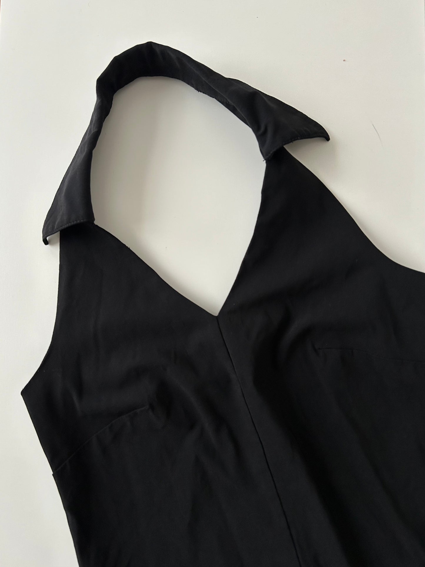 90s BLACK HALTER DRESS