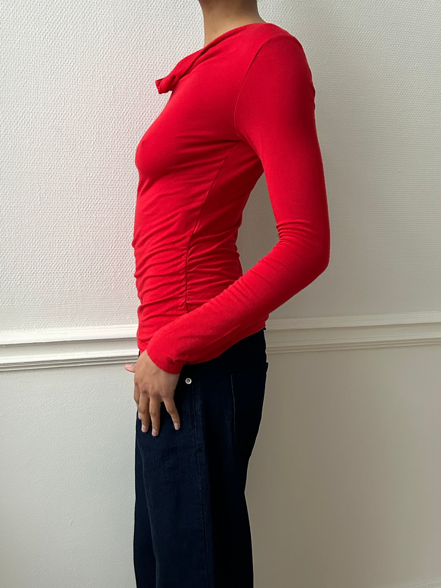 90s RED DRAPED TOP