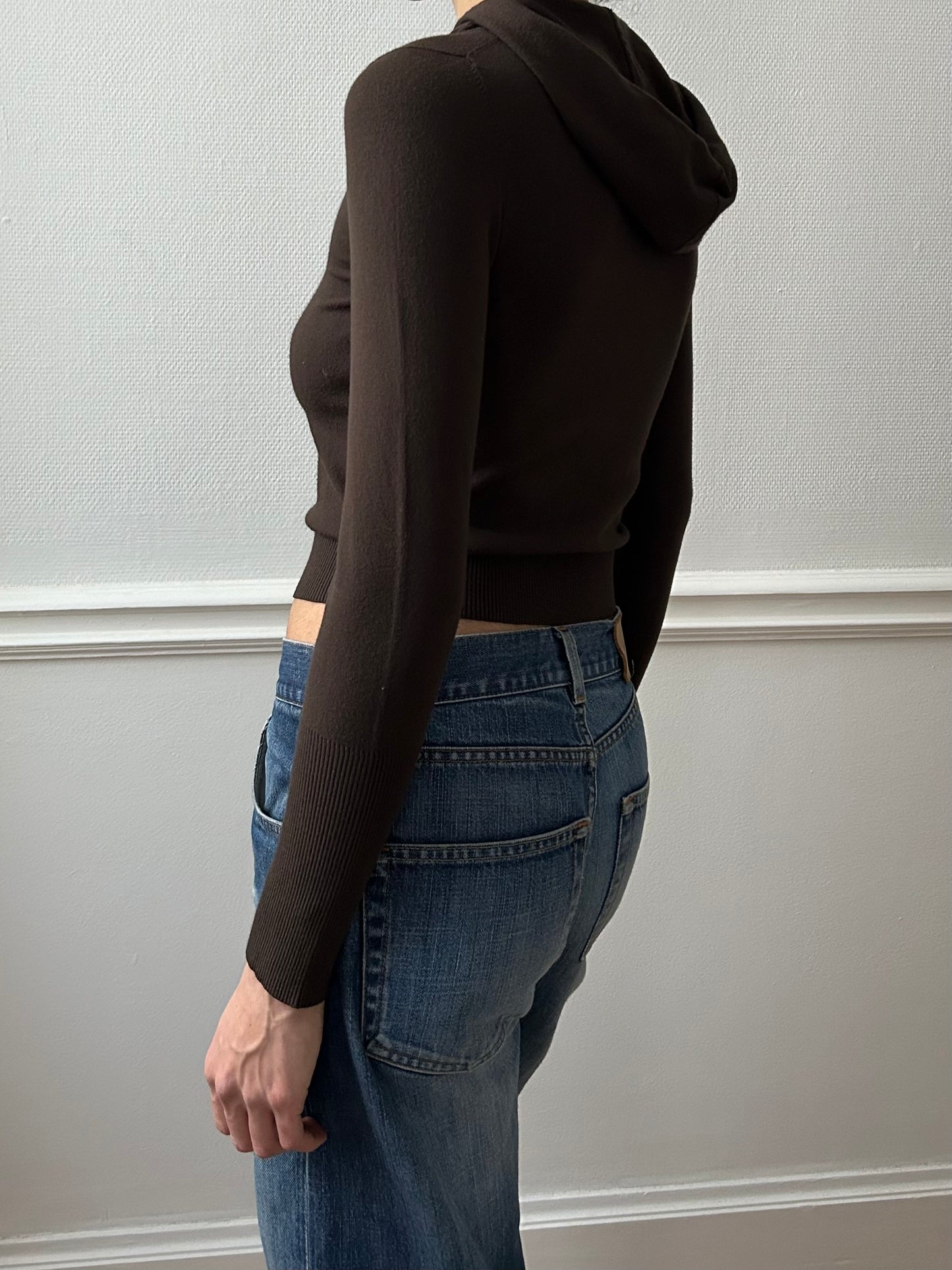 90s BROWN ZIP UP KNIT