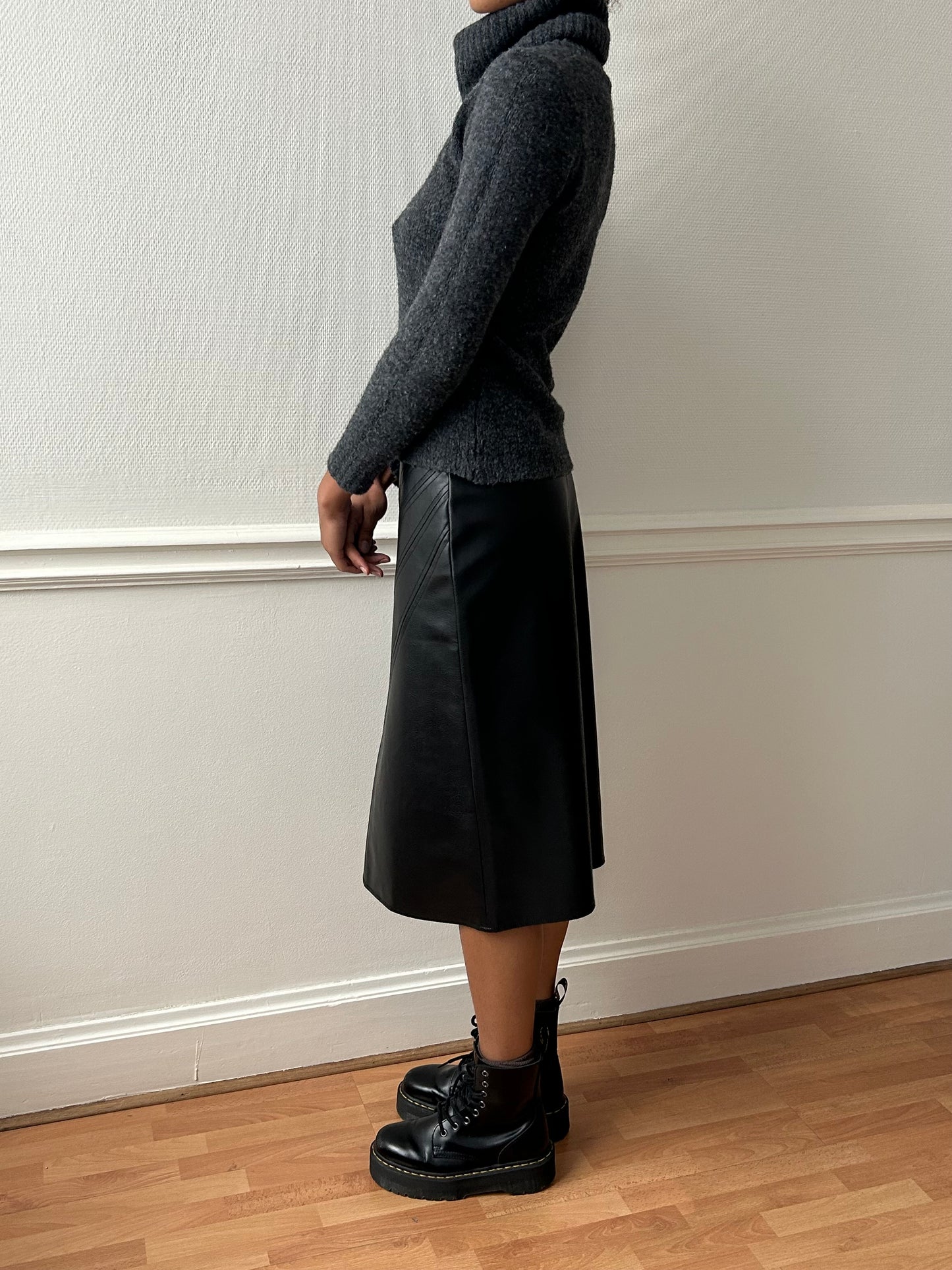 90s MORGAN BLACK MIDI SKIRT