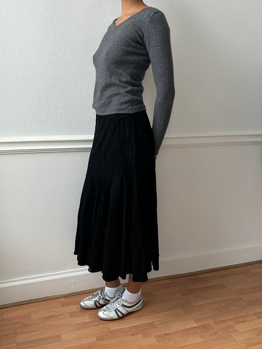 90s BLACK CORDUROY SKIRT