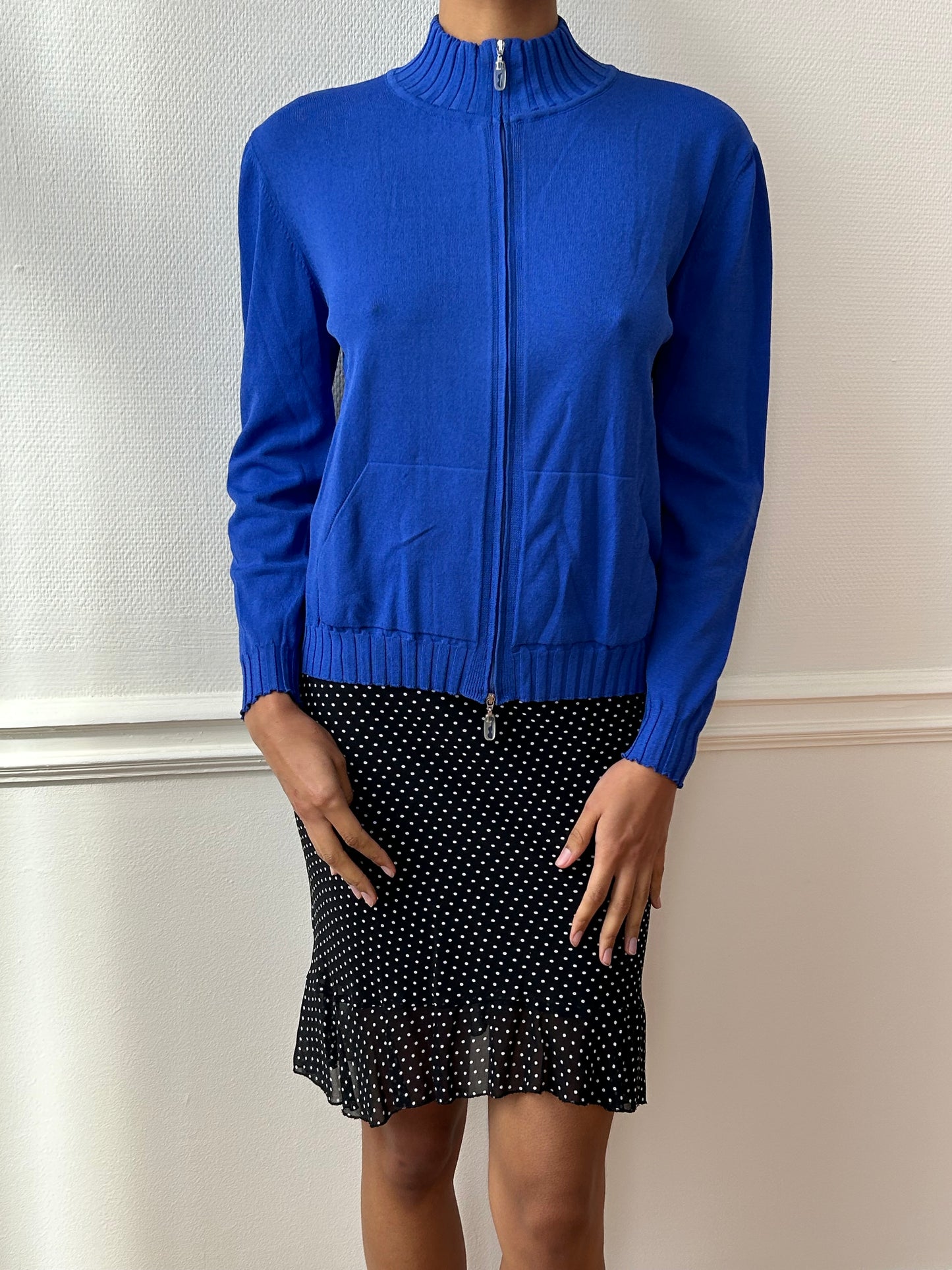 90s BLUE ZIP UP KNIT