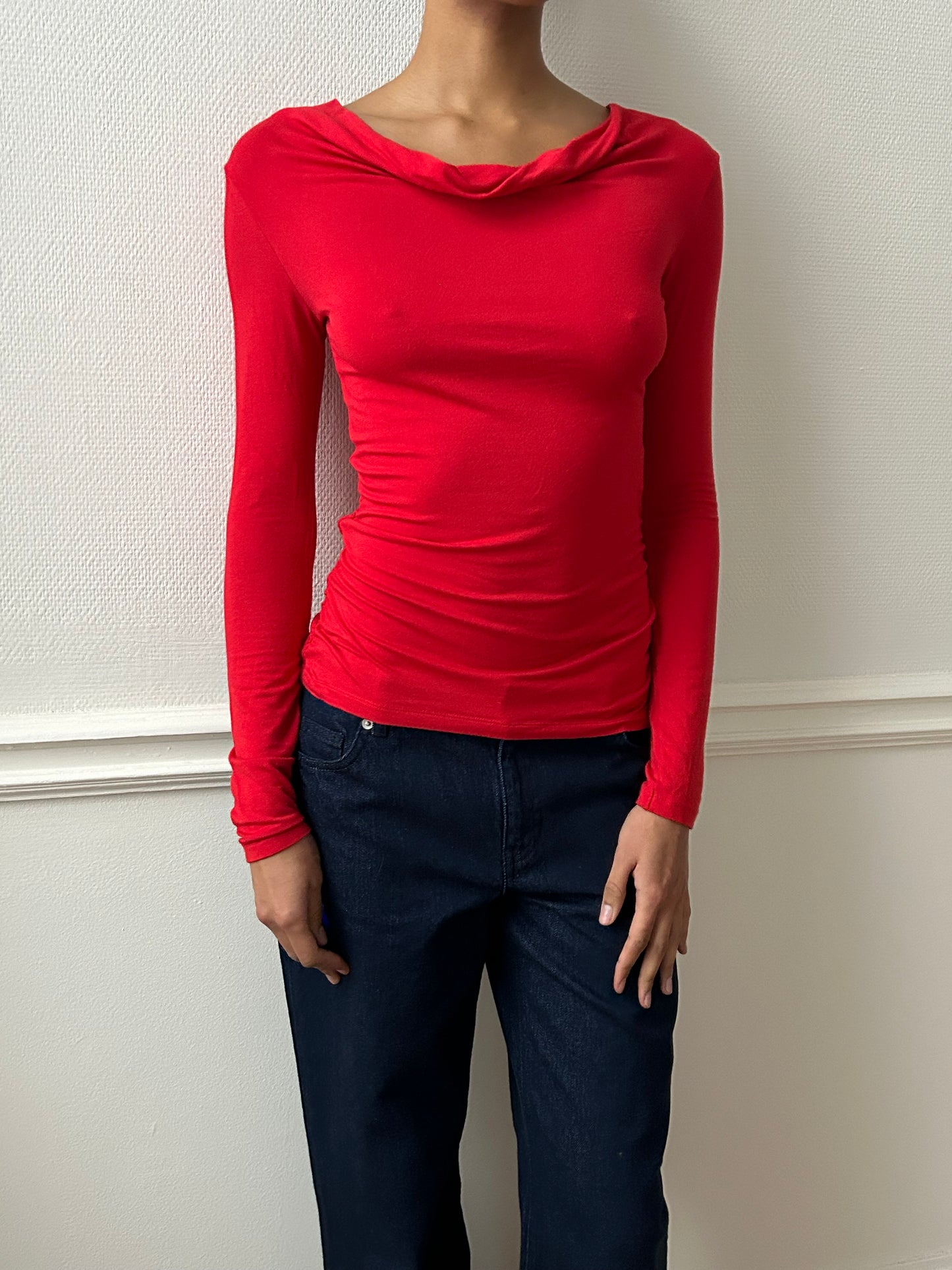 90s RED DRAPED TOP