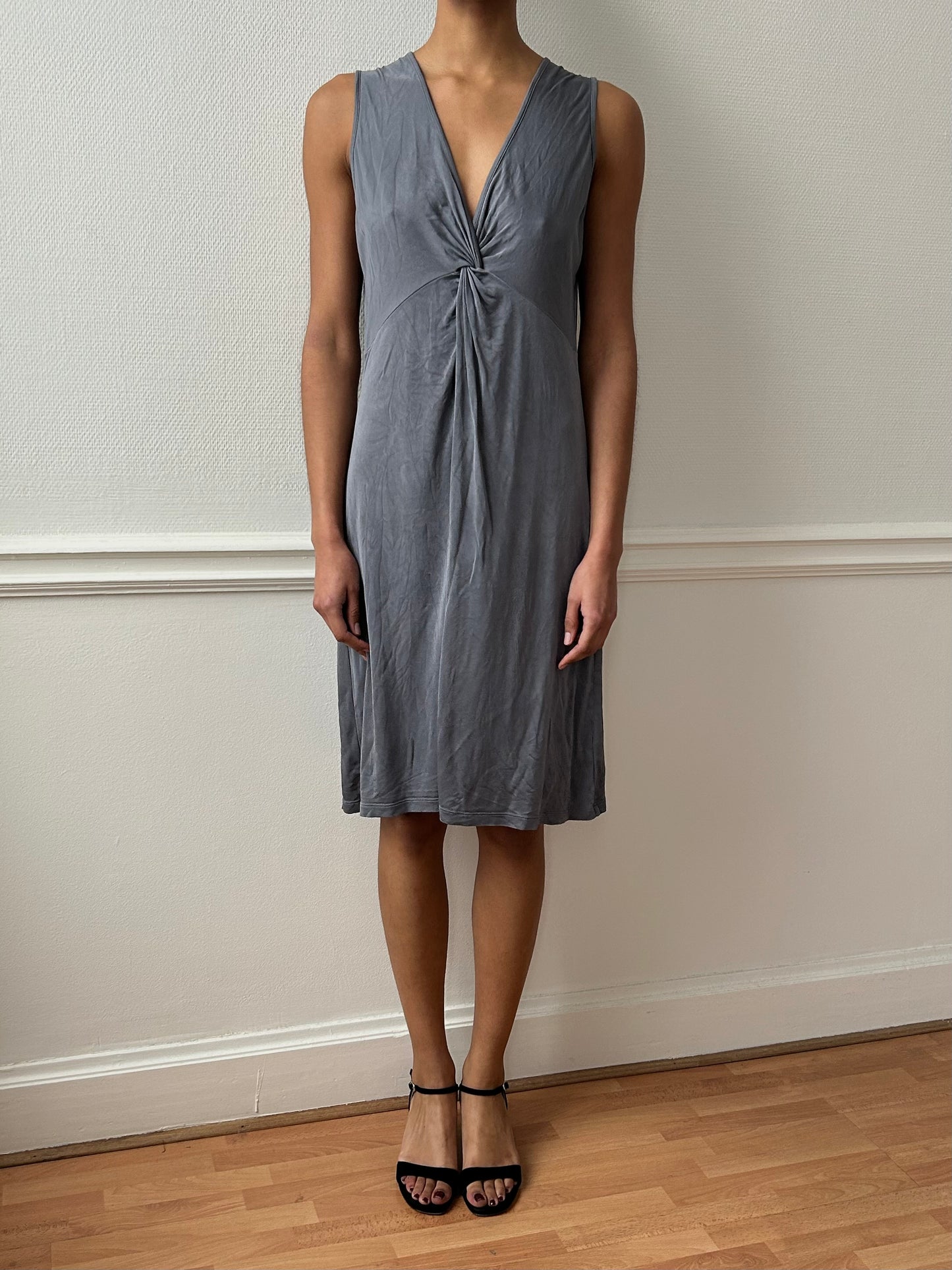 90s GREY DRAPED DRESS