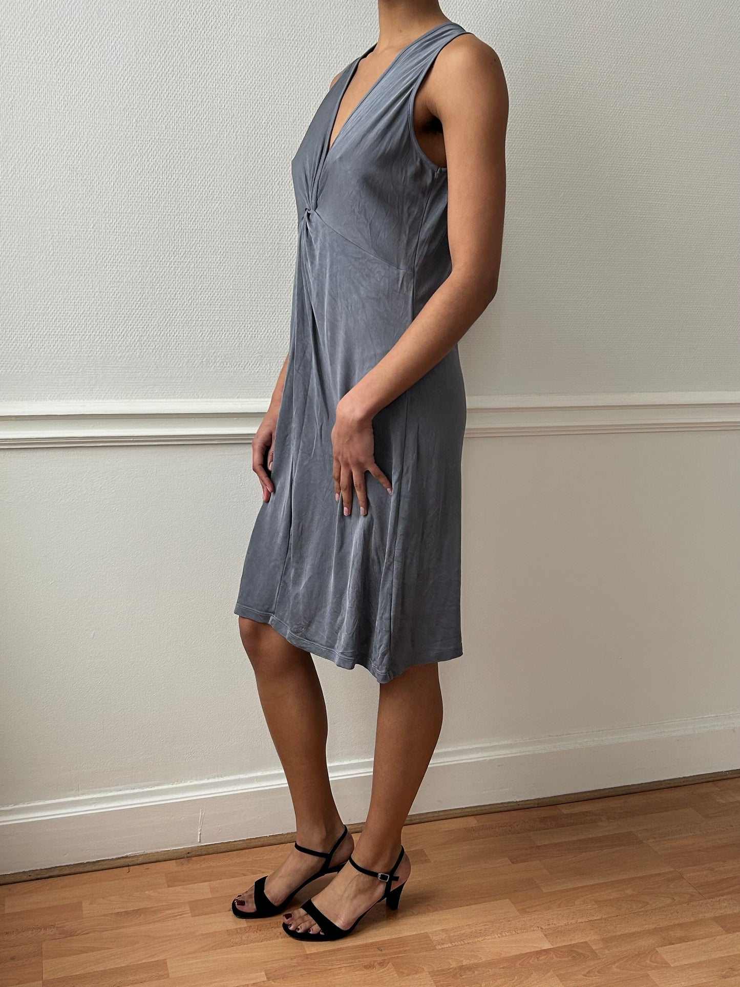 90s GREY DRAPED DRESS