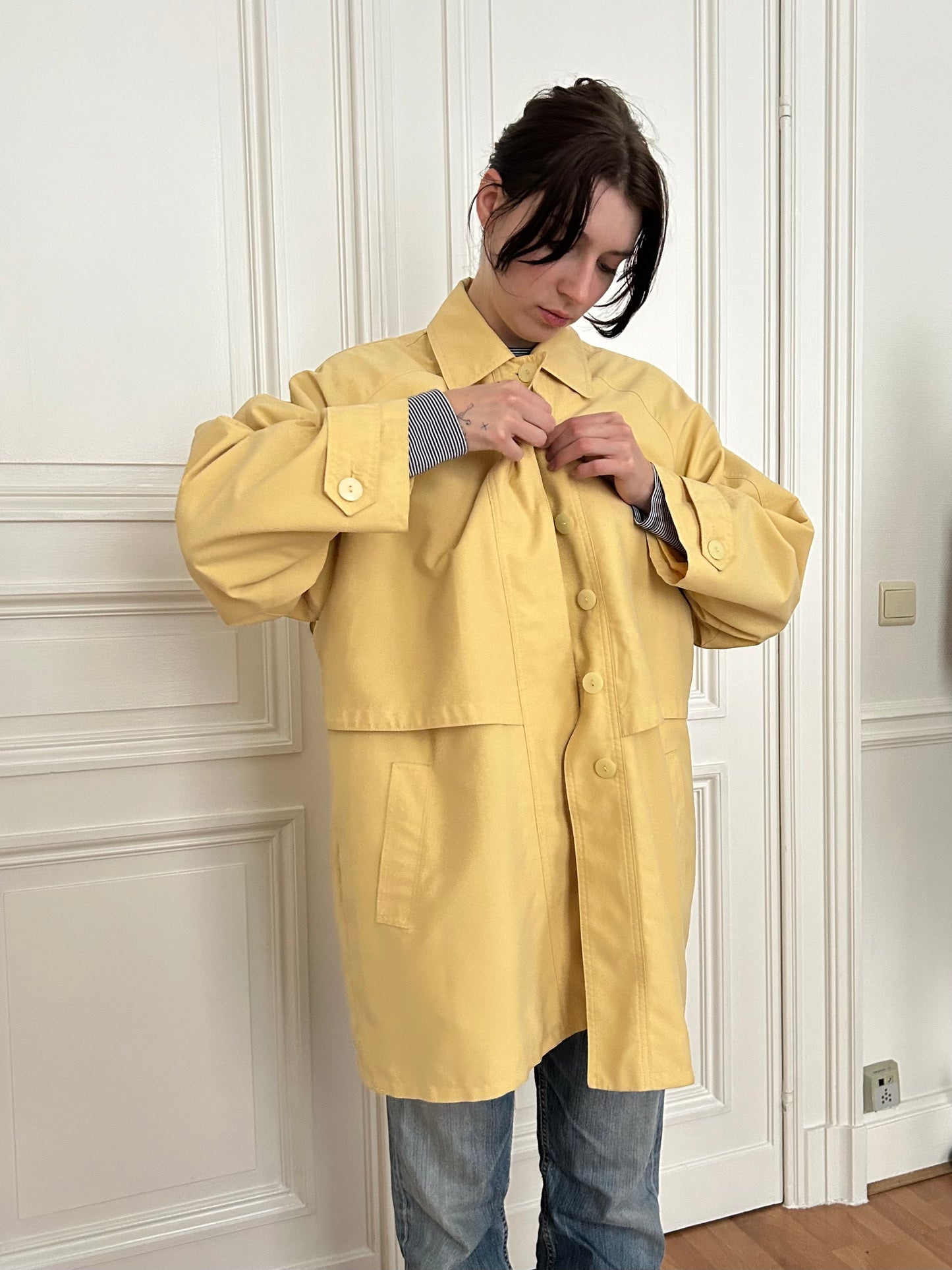 90s YELLOW TRENCH COAT